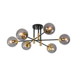 Modern 6 - Lght Bubble Glass Globe Iron Sputnik Ceiling Light - LightfixturesUAE