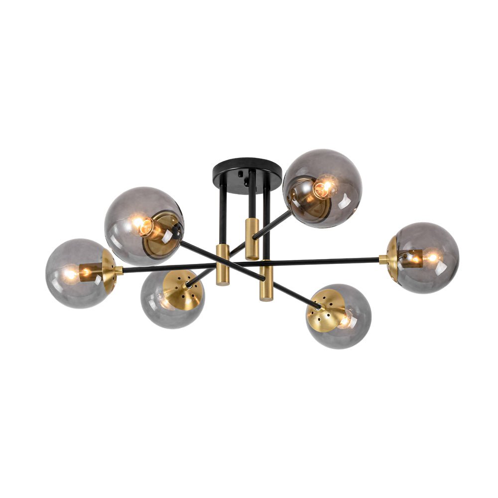 Modern 6 - Lght Bubble Glass Globe Iron Sputnik Ceiling Light - LightfixturesUAE