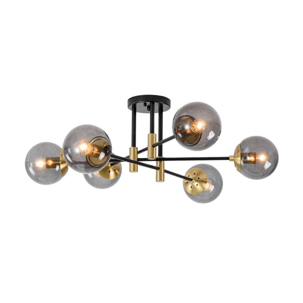 Modern 6 - Lght Bubble Glass Globe Iron Sputnik Ceiling Light - LightfixturesUAE