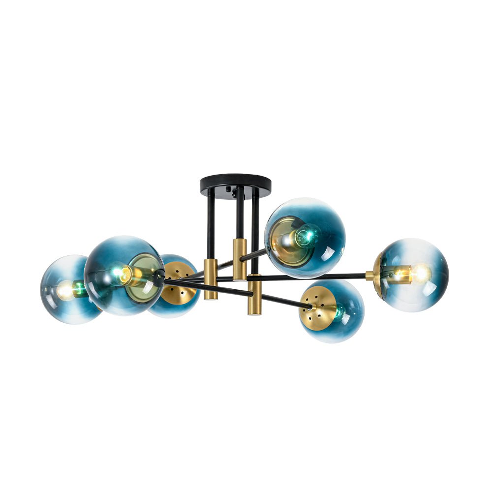 Modern 6 - Lght Bubble Glass Globe Iron Sputnik Ceiling Light - LightfixturesUAE