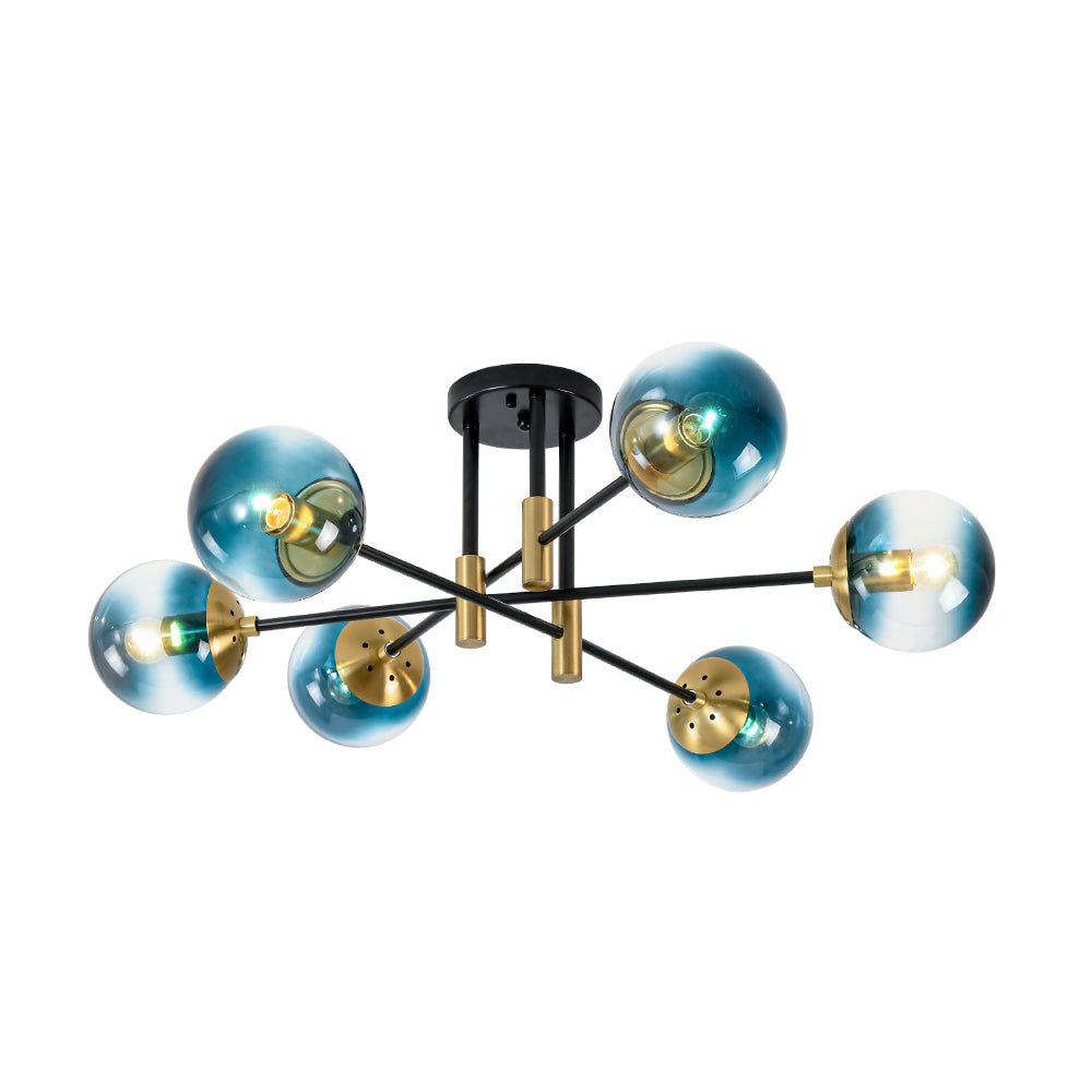 Modern 6 - Lght Bubble Glass Globe Iron Sputnik Ceiling Light - LightfixturesUAE