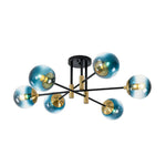 Modern 6 - Lght Bubble Glass Globe Iron Sputnik Ceiling Light - LightfixturesUAE