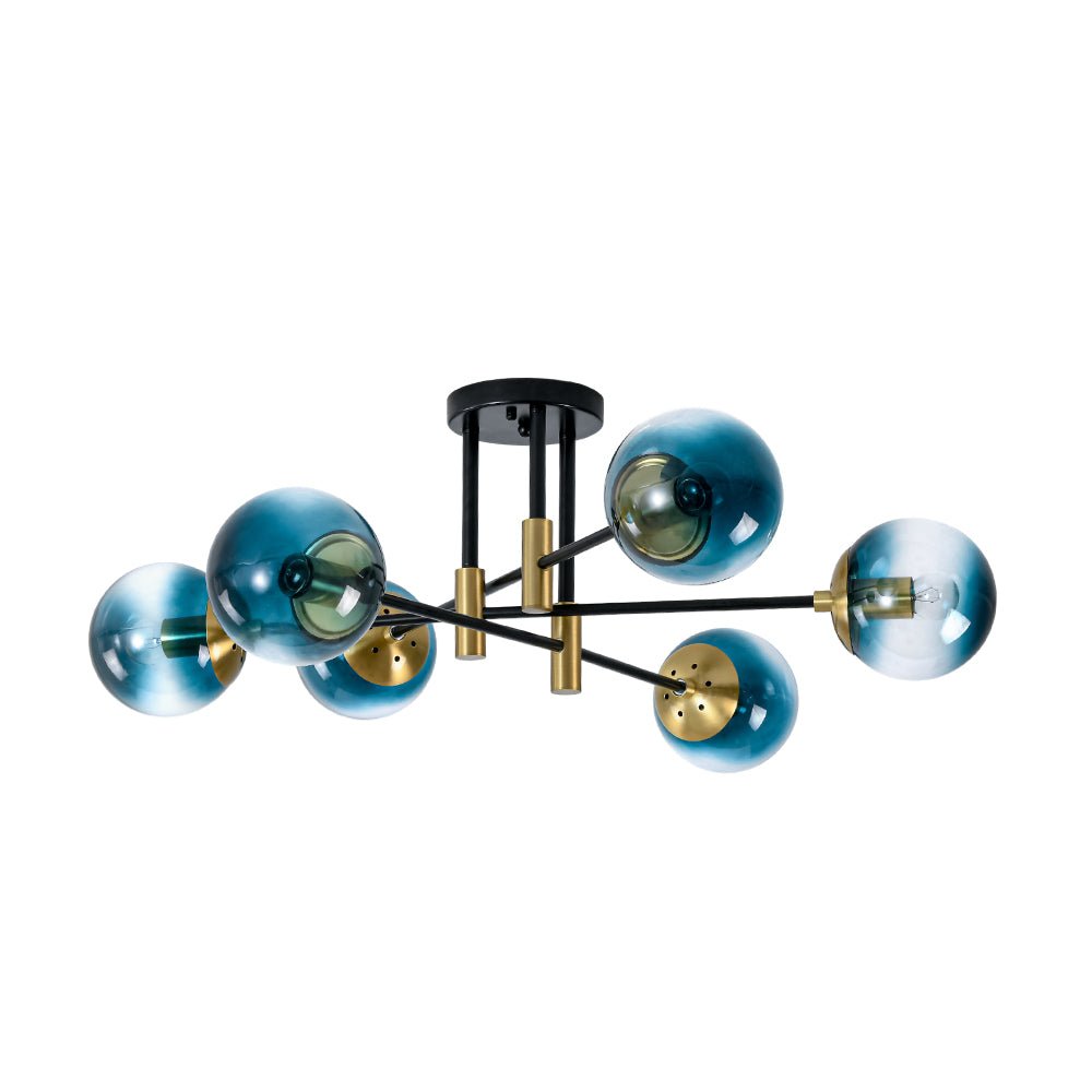 Modern 6 - Lght Bubble Glass Globe Iron Sputnik Ceiling Light - LightfixturesUAE