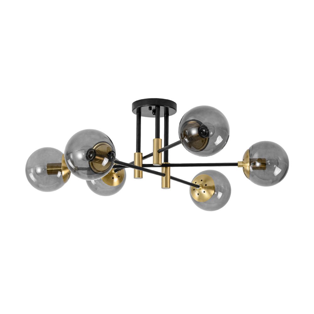 Modern 6 - Lght Bubble Glass Globe Iron Sputnik Ceiling Light - LightfixturesUAE