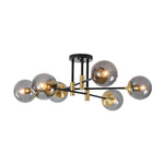 Modern 6 - Lght Bubble Glass Globe Iron Sputnik Ceiling Light - LightfixturesUAE