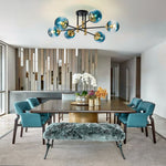 Modern 6 - Lght Bubble Glass Globe Iron Sputnik Ceiling Light - LightfixturesUAE