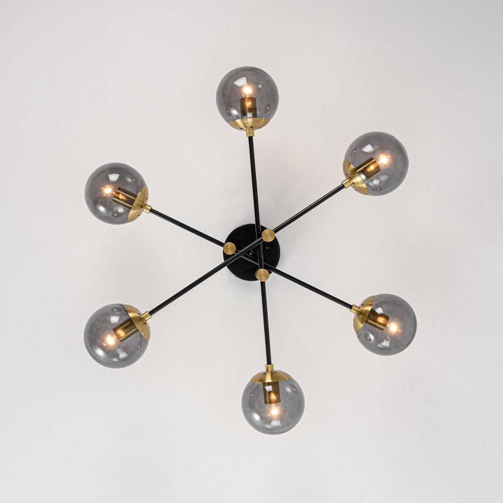 Modern 6 - Lght Bubble Glass Globe Iron Sputnik Ceiling Light - LightfixturesUAE