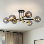 Modern 6 - Lght Bubble Glass Globe Iron Sputnik Ceiling Light - LightfixturesUAE