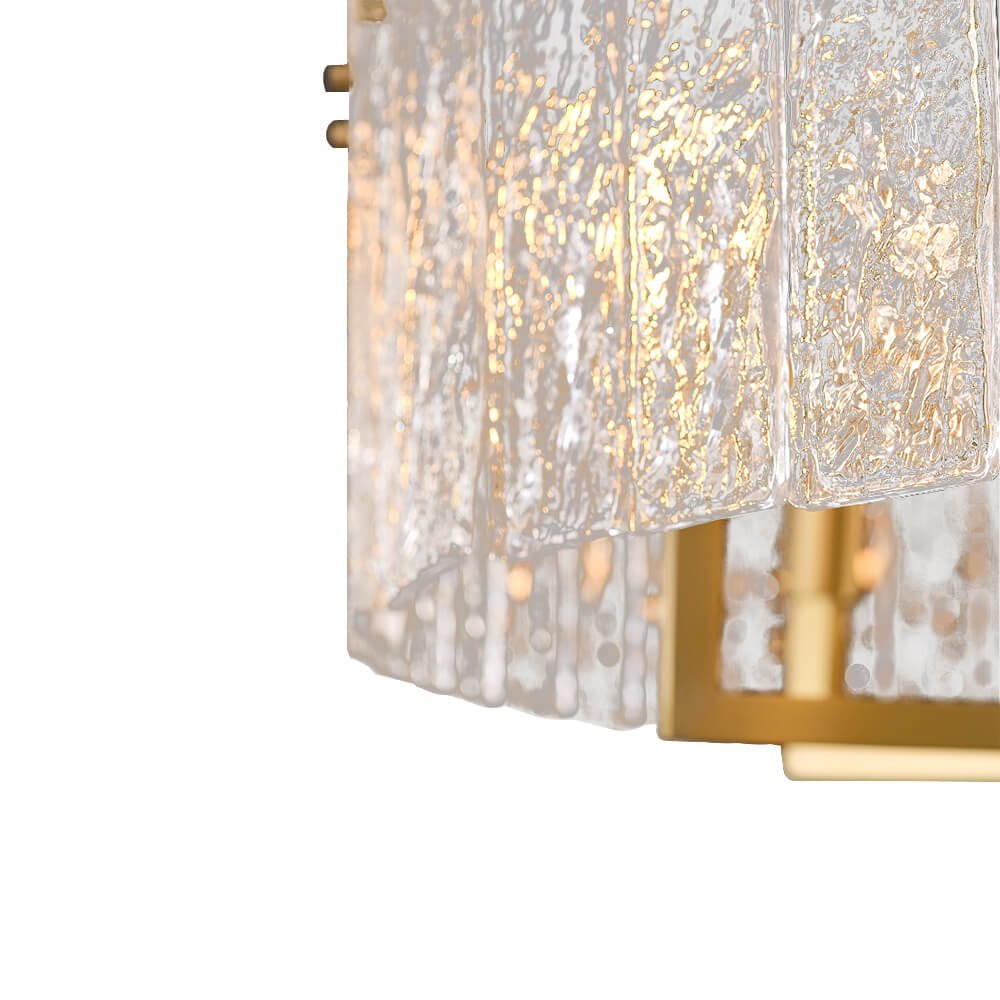 Modern 6 - Light Brass Drum Glass Chandelier - LightfixturesUAE