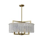 Modern 6 - Light Brass Drum Glass Chandelier - LightfixturesUAE