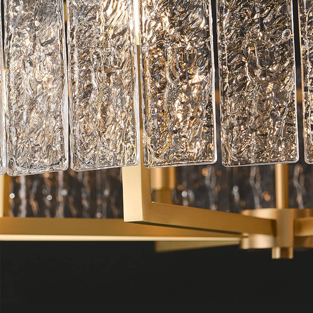 Modern 6 - Light Brass Drum Glass Chandelier - LightfixturesUAE