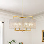 Modern 6 - Light Brass Drum Glass Chandelier - LightfixturesUAE
