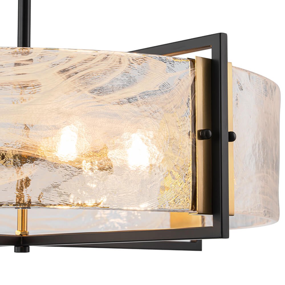 Modern 6 - Light Drum Glass Chandelier - LightfixturesUAE