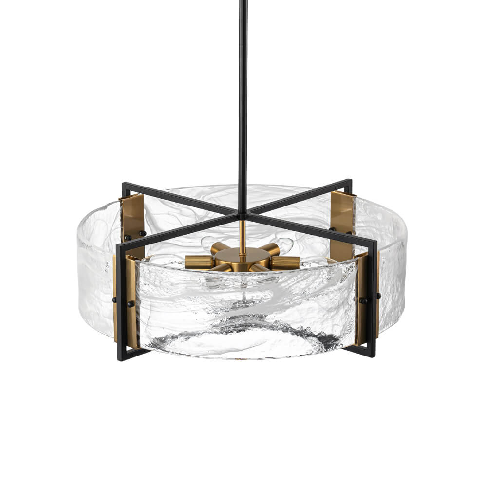 Modern 6 - Light Drum Glass Chandelier - LightfixturesUAE