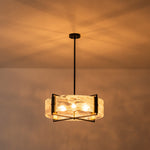 Modern 6 - Light Drum Glass Chandelier - LightfixturesUAE