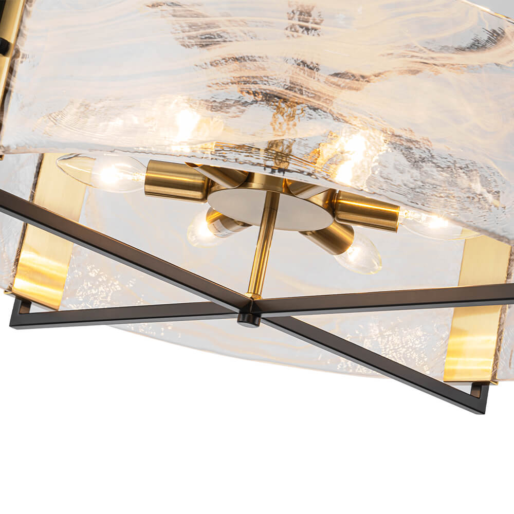 Modern 6 - Light Drum Glass Chandelier - LightfixturesUAE