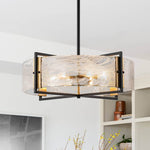 Modern 6 - Light Drum Glass Chandelier - LightfixturesUAE