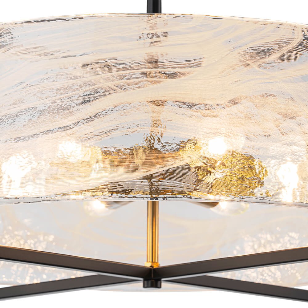 Modern 6 - Light Drum Glass Chandelier - LightfixturesUAE