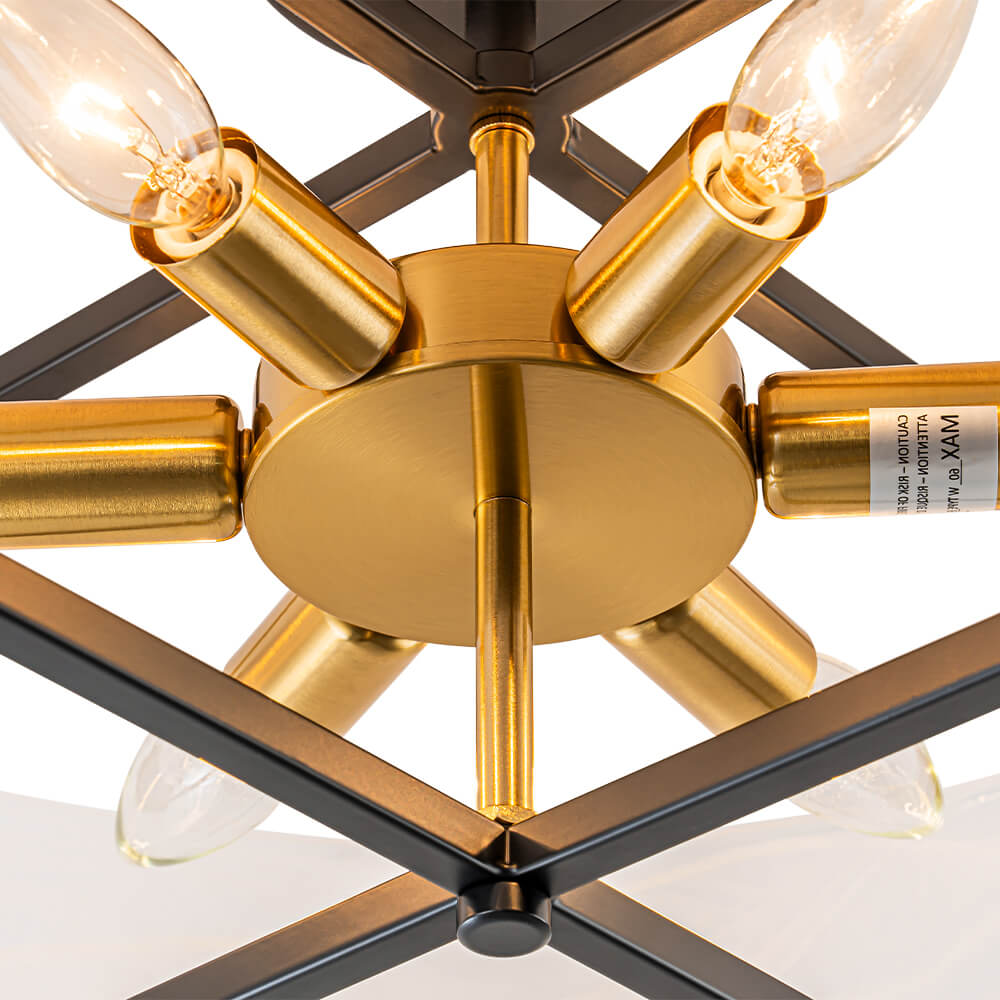 Modern 6 - Light Drum Glass Semi - Flush Mount Ceiling Light - LightfixturesUAE