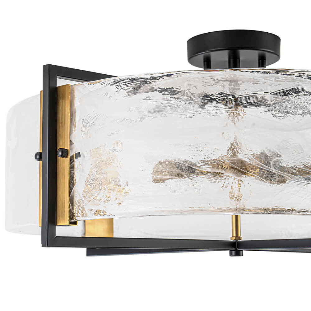 Modern 6 - Light Drum Glass Semi - Flush Mount Ceiling Light - LightfixturesUAE