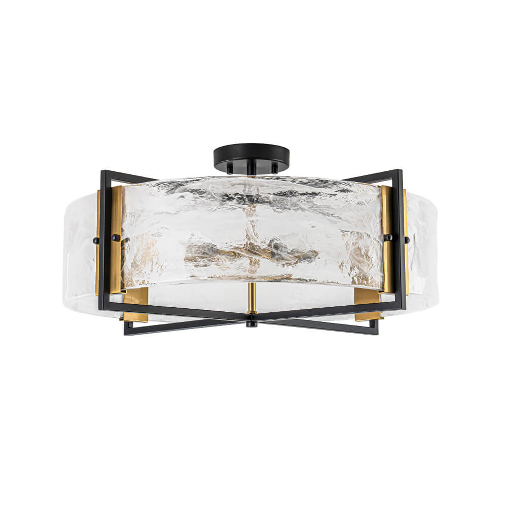 Modern 6 - Light Drum Glass Semi - Flush Mount Ceiling Light - LightfixturesUAE