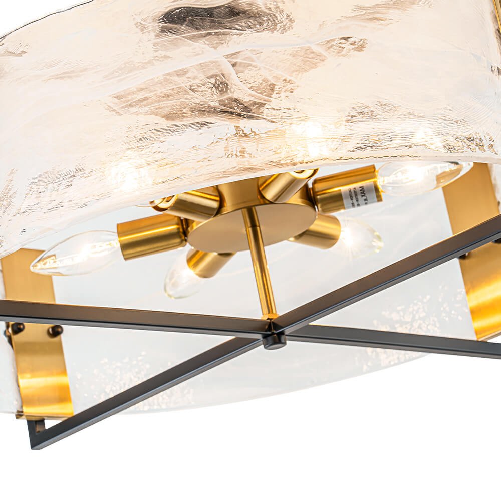 Modern 6 - Light Drum Glass Semi - Flush Mount Ceiling Light - LightfixturesUAE