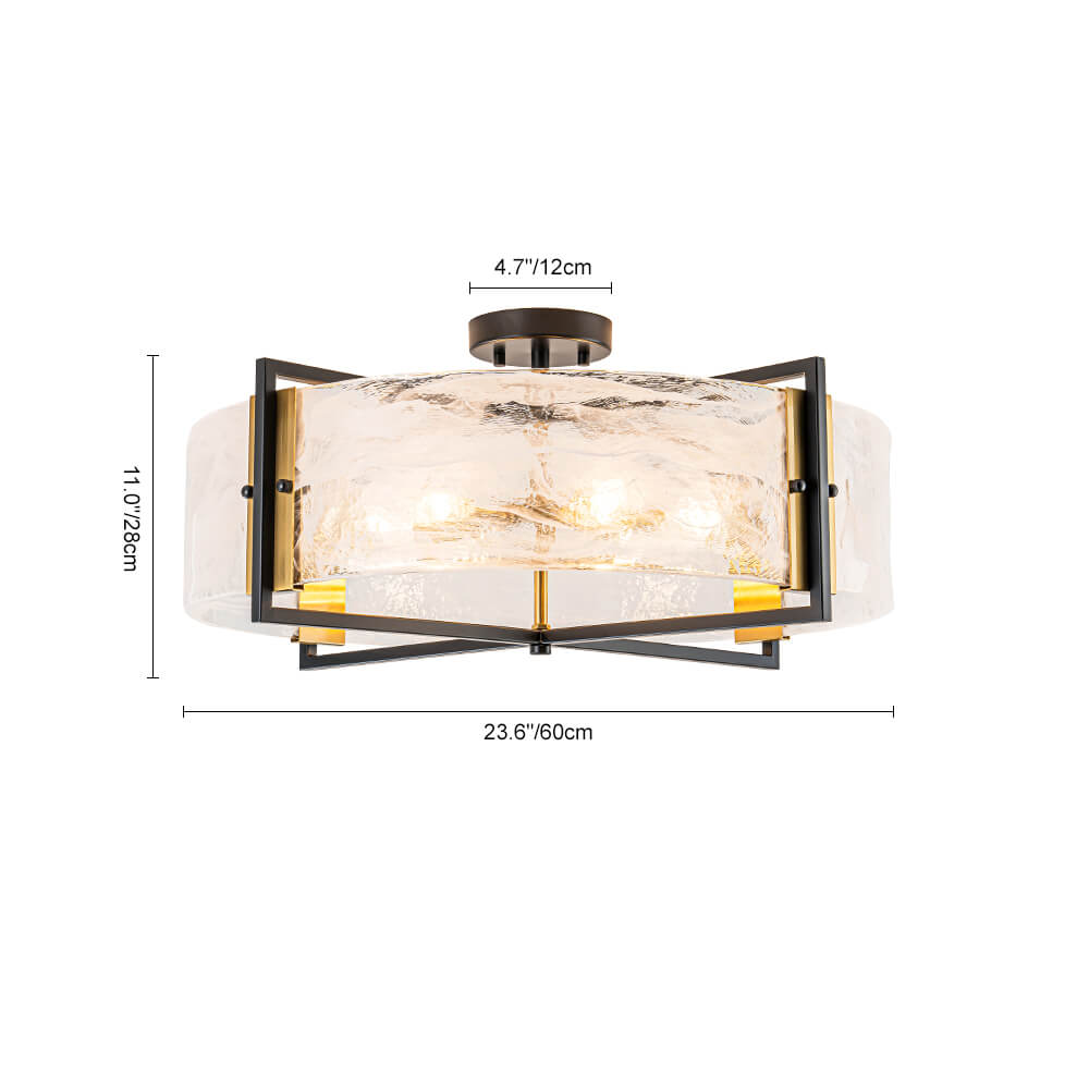 Modern 6 - Light Drum Glass Semi - Flush Mount Ceiling Light - LightfixturesUAE