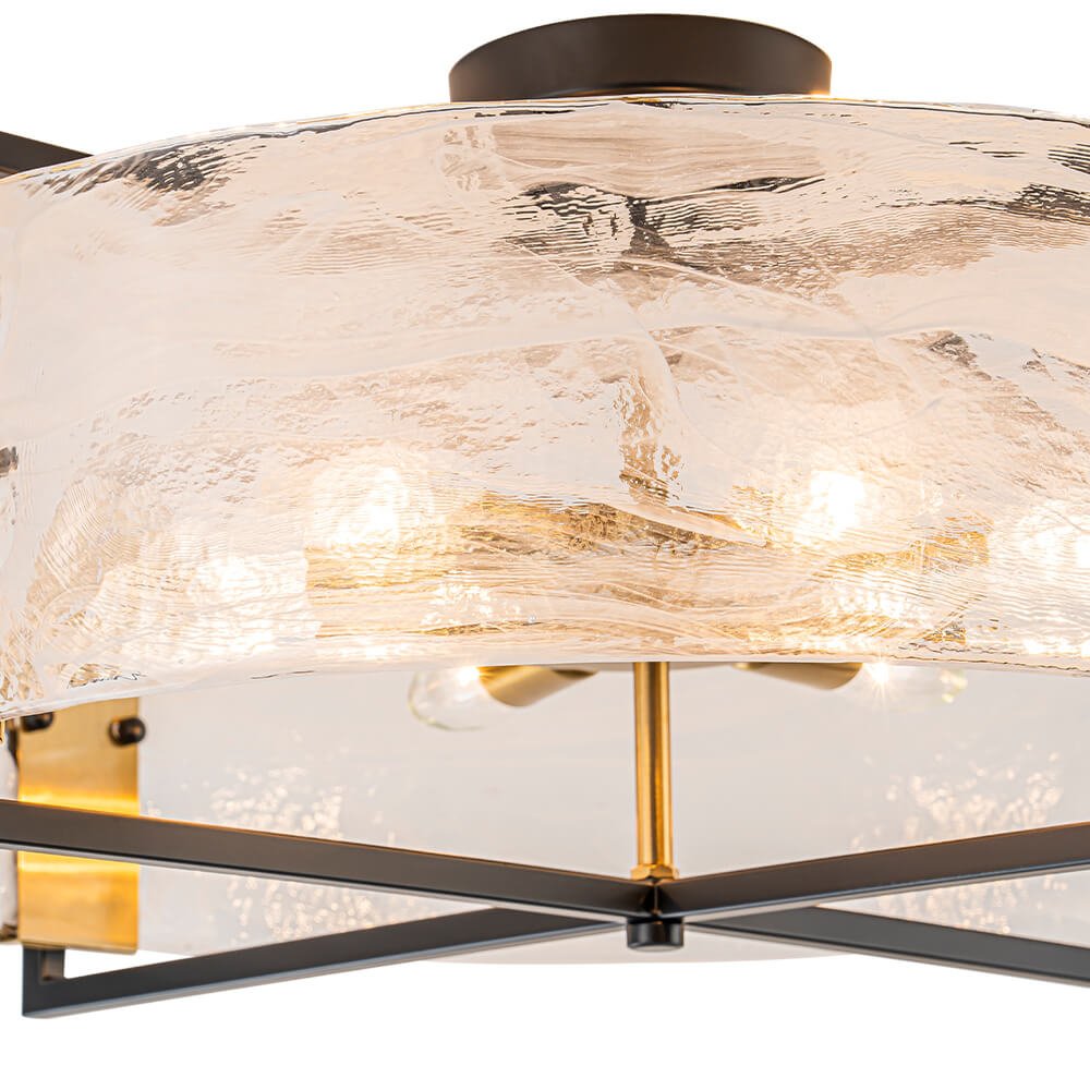 Modern 6 - Light Drum Glass Semi - Flush Mount Ceiling Light - LightfixturesUAE