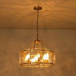 Modern 6 - Light Glass Drum Lantern Pendant - LightfixturesUAE