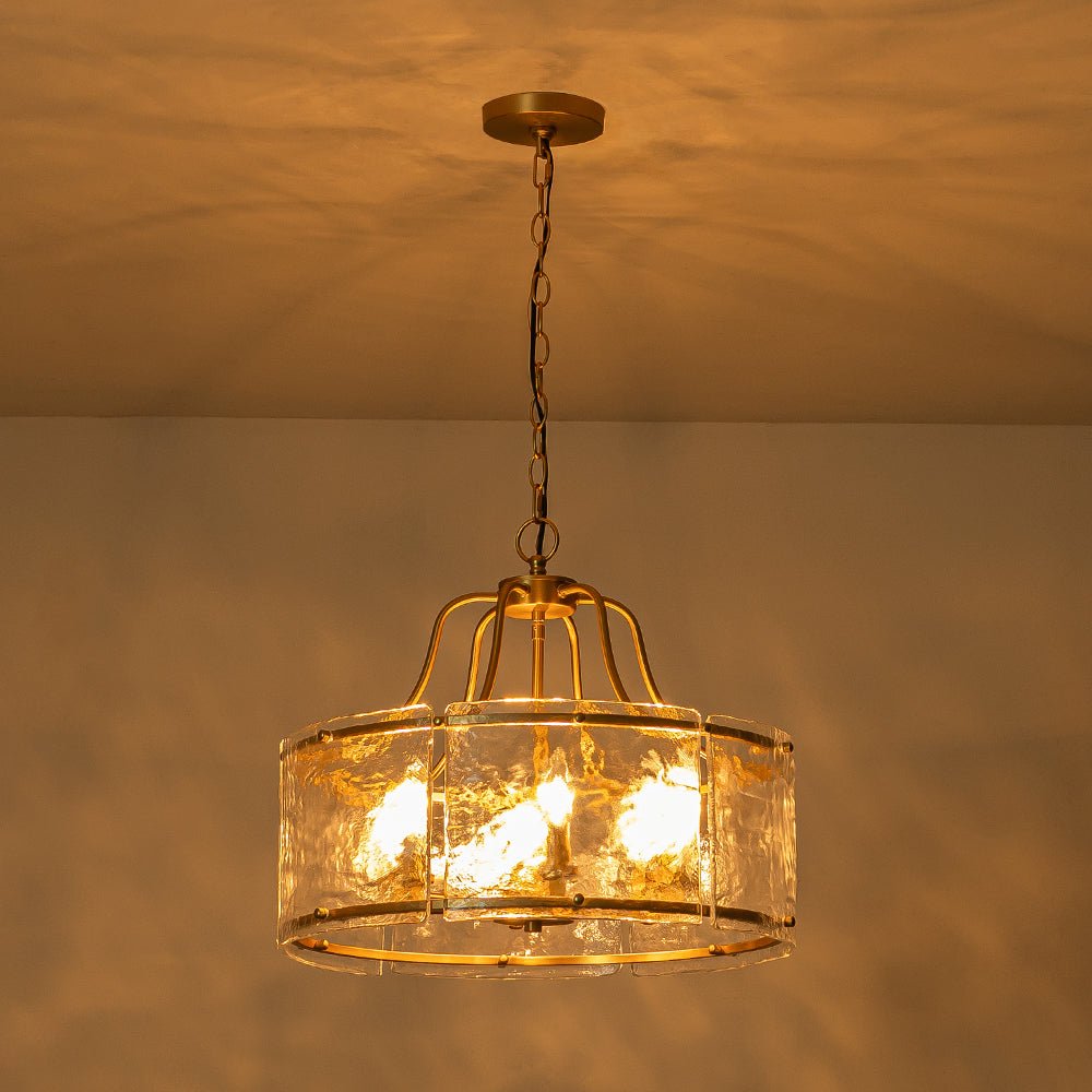 Modern 6 - Light Glass Drum Lantern Pendant - LightfixturesUAE