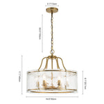 Modern 6 - Light Glass Drum Lantern Pendant - LightfixturesUAE