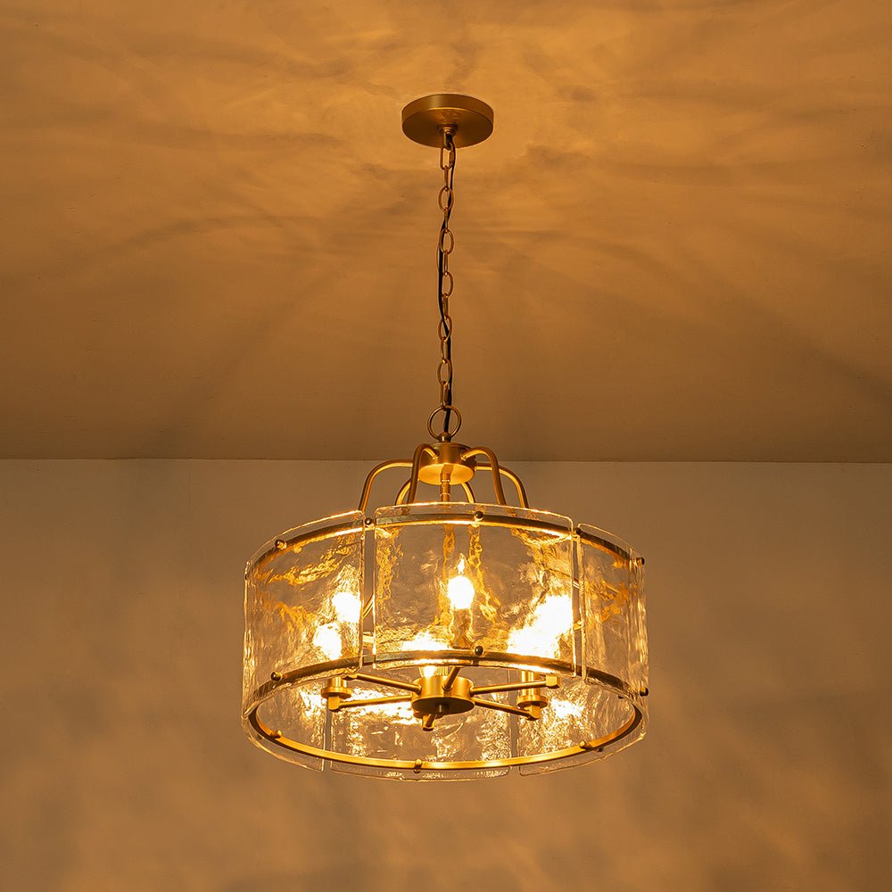 Modern 6 - Light Glass Drum Lantern Pendant - LightfixturesUAE