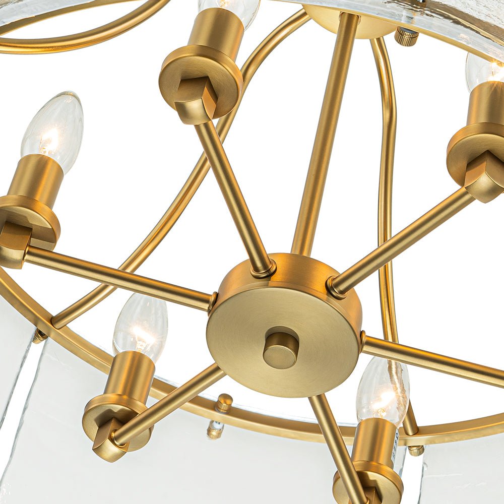 Modern 6 - Light Glass Drum Lantern Pendant - LightfixturesUAE