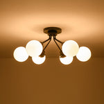 Modern 6 - Light Glass Globe Sputnik Semi - Flush Mount - LightfixturesUAE