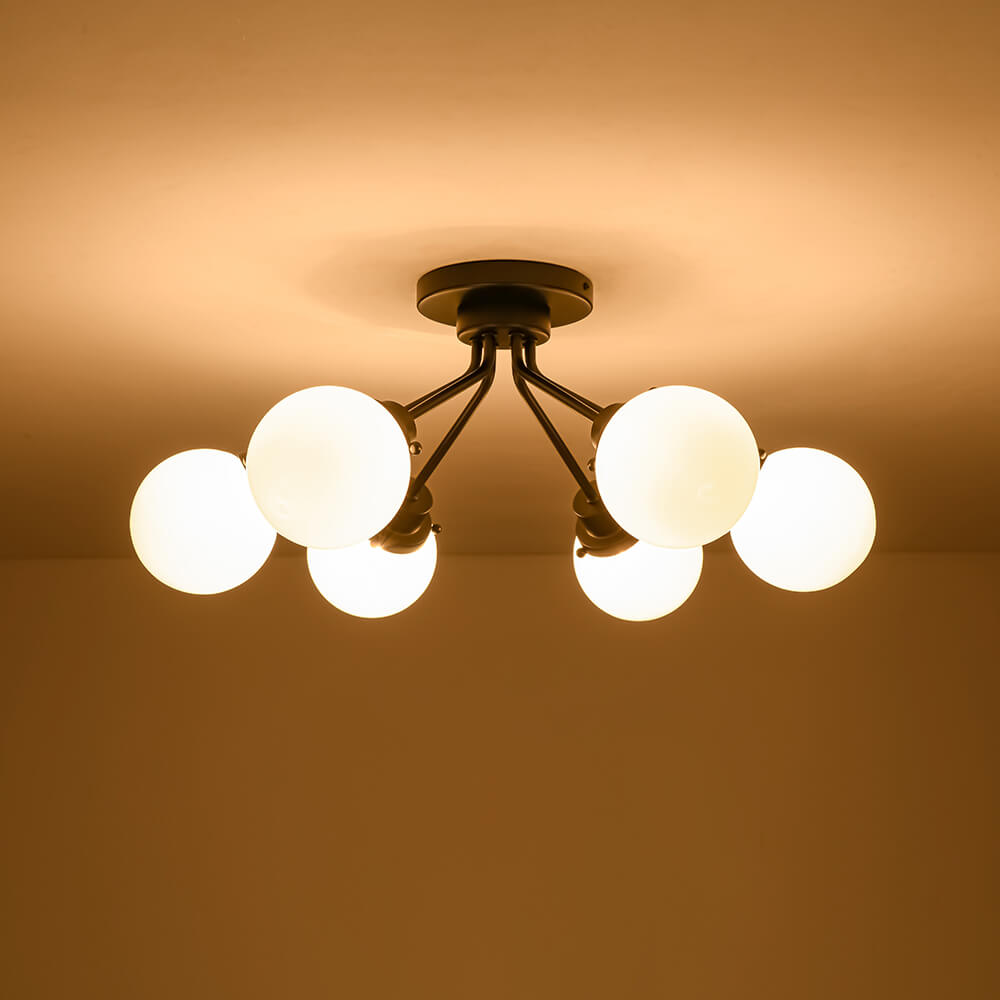 Modern 6 - Light Glass Globe Sputnik Semi - Flush Mount - LightfixturesUAE