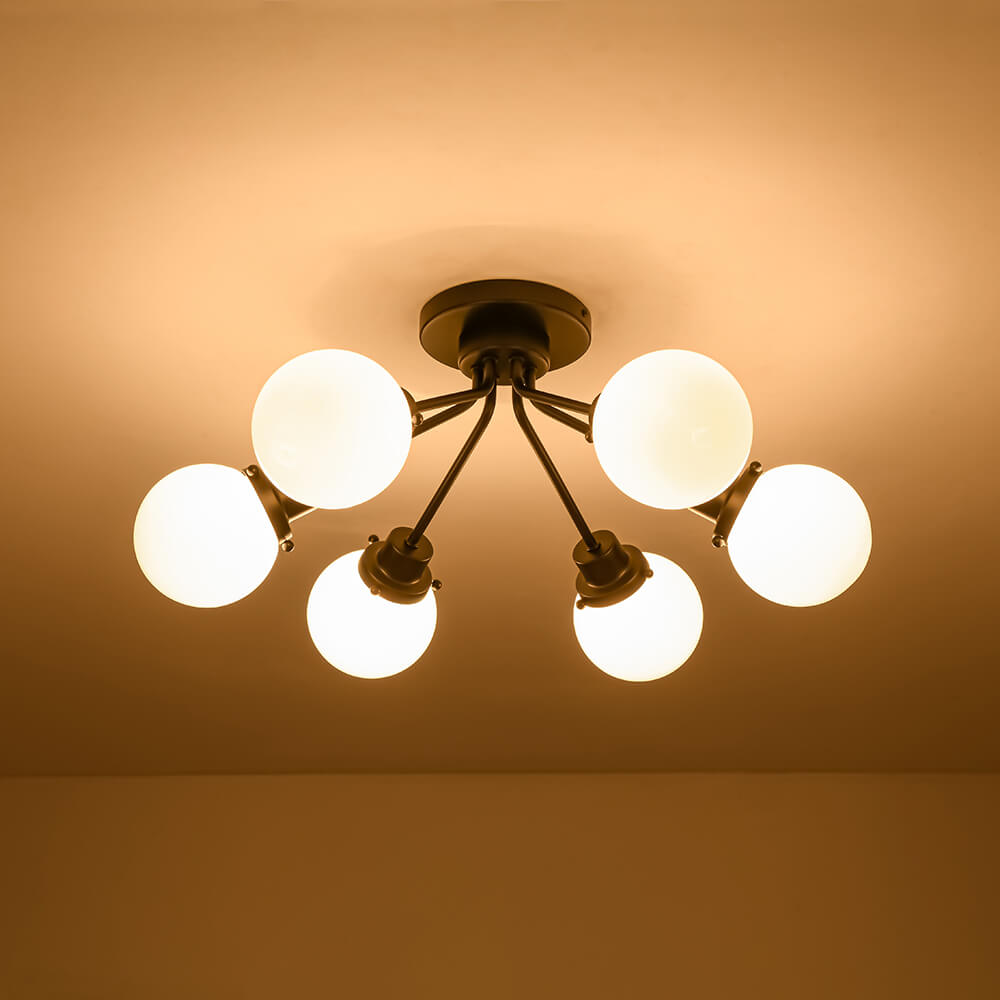 Modern 6 - Light Glass Globe Sputnik Semi - Flush Mount - LightfixturesUAE
