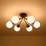Modern 6 - Light Glass Globe Sputnik Semi - Flush Mount - LightfixturesUAE
