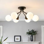 Modern 6 - Light Glass Globe Sputnik Semi - Flush Mount - LightfixturesUAE