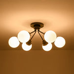 Modern 6 - Light Glass Globe Sputnik Semi - Flush Mount - LightfixturesUAE