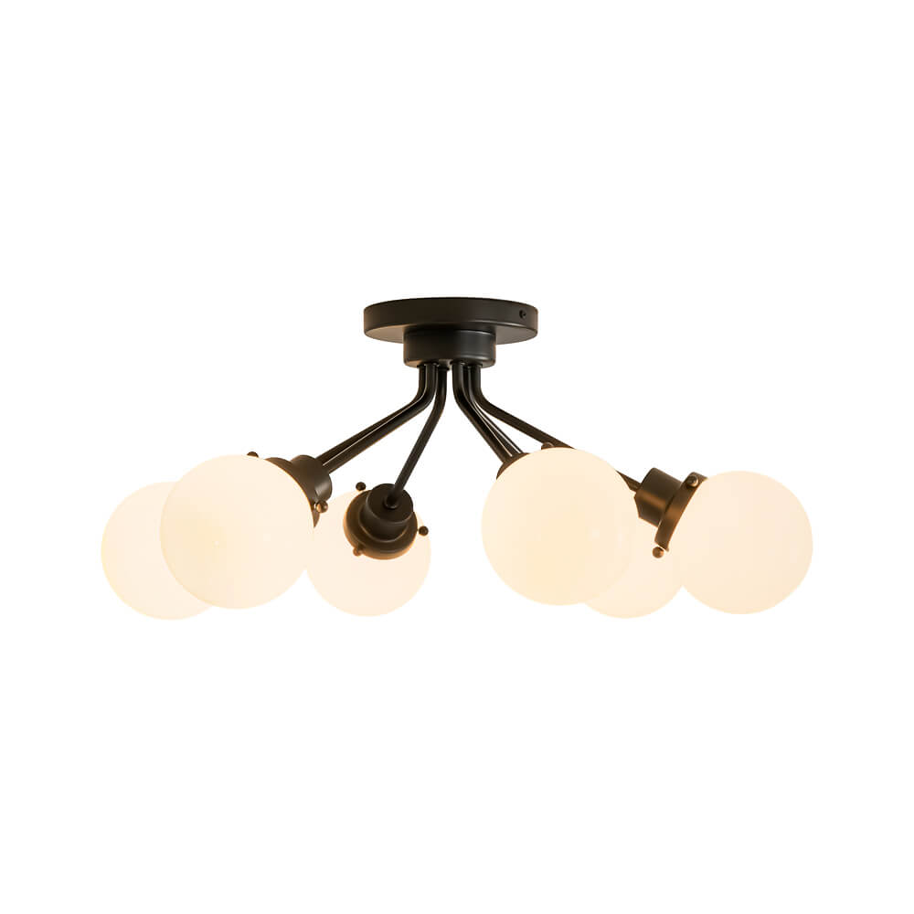 Modern 6 - Light Glass Globe Sputnik Semi - Flush Mount - LightfixturesUAE