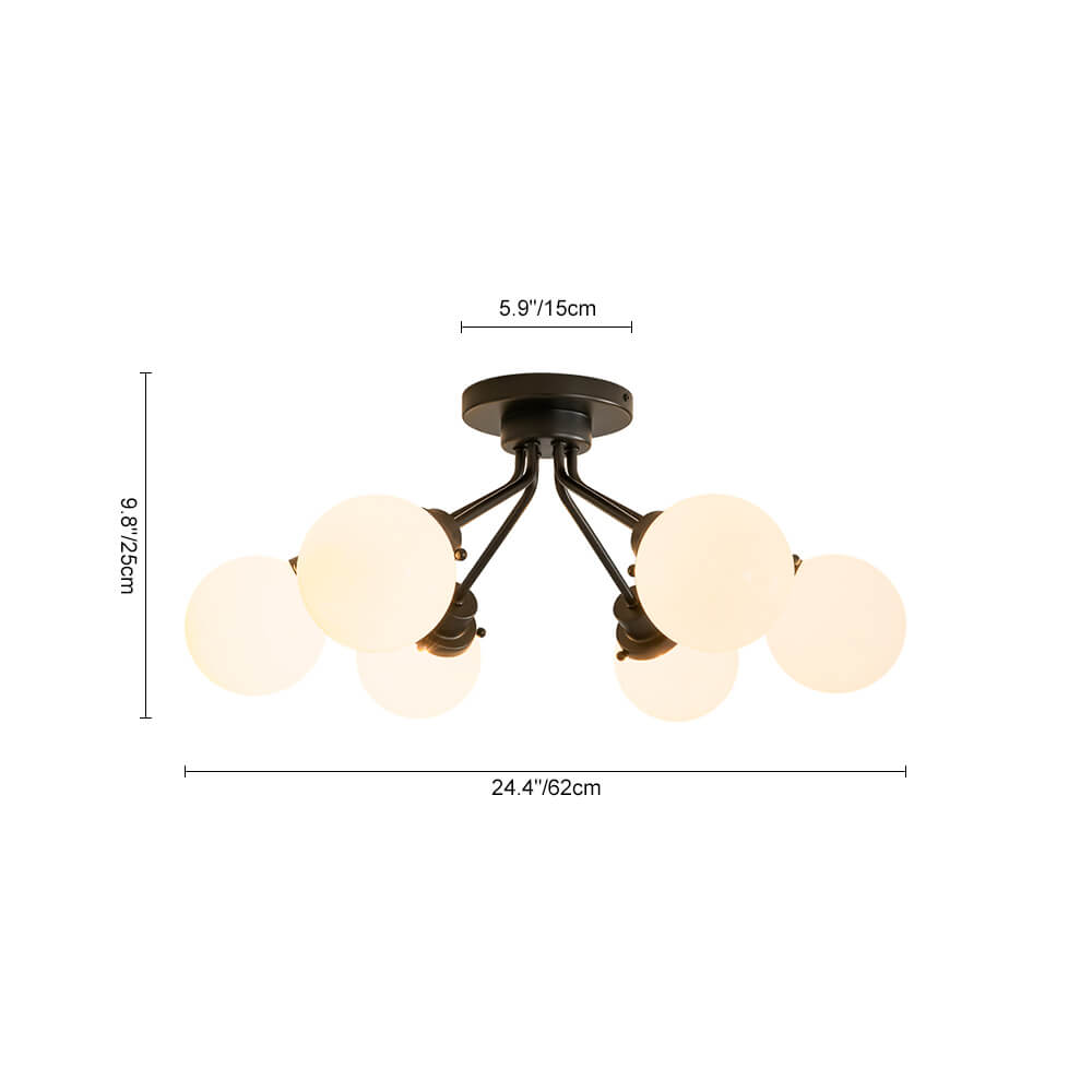 Modern 6 - Light Glass Globe Sputnik Semi - Flush Mount - LightfixturesUAE