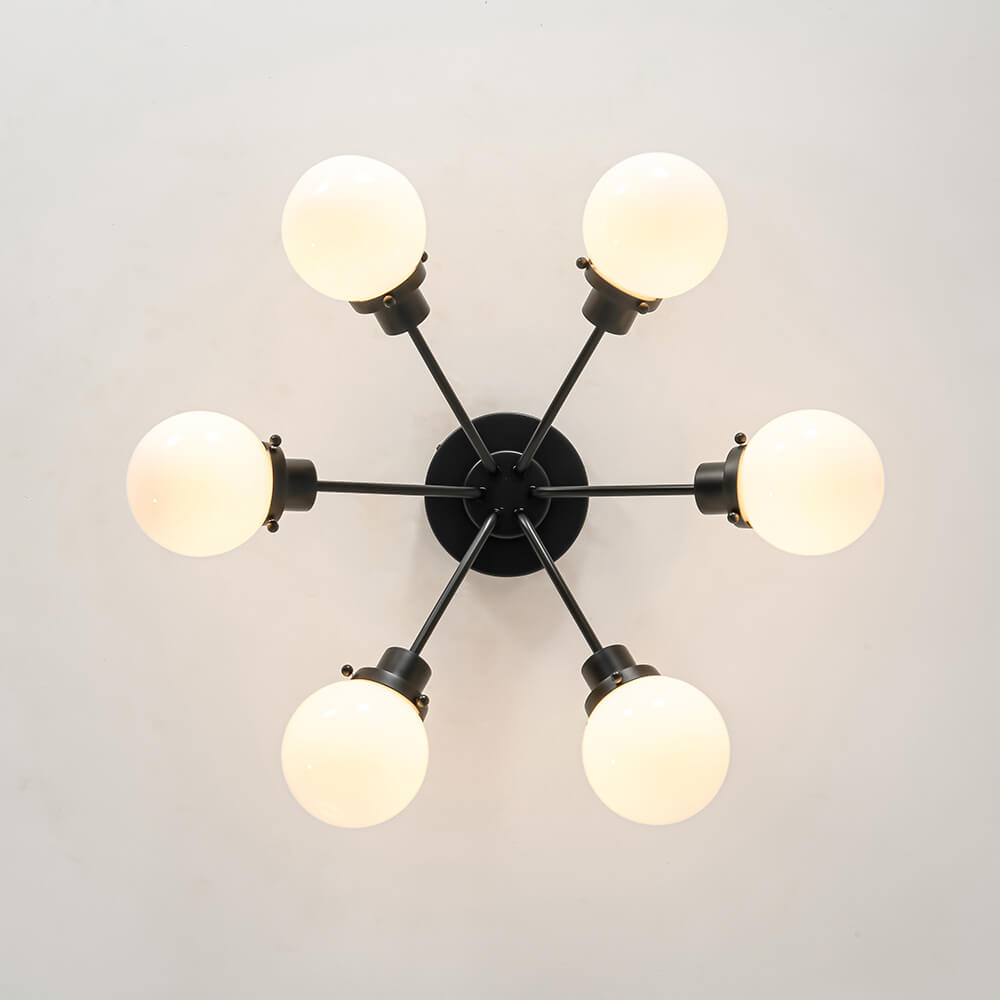 Modern 6 - Light Glass Globe Sputnik Semi - Flush Mount - LightfixturesUAE