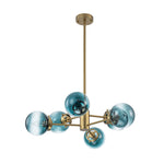 Modern 6 - Light Sputnik Blue Glass Sphere Bubble Chandelier - LightfixturesUAE