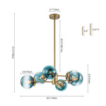 Modern 6 - Light Sputnik Blue Glass Sphere Bubble Chandelier - LightfixturesUAE