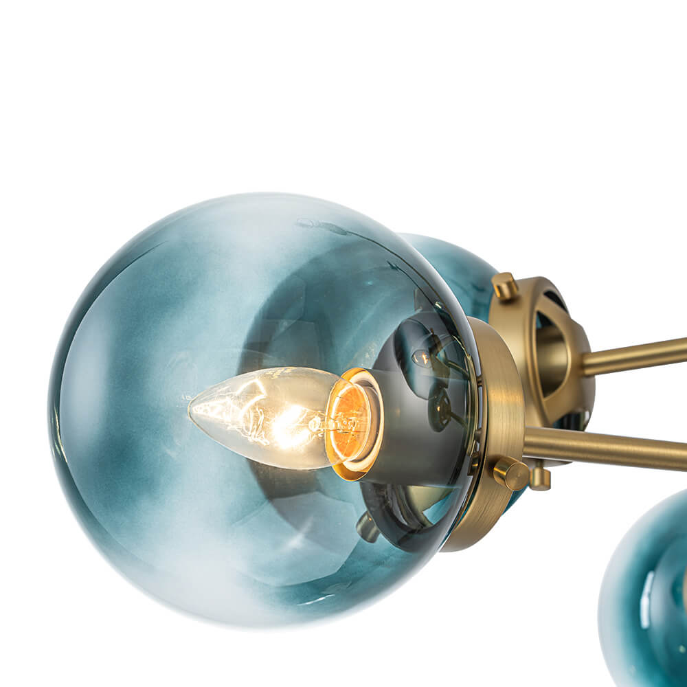 Modern 6 - Light Sputnik Blue Glass Sphere Bubble Chandelier - LightfixturesUAE