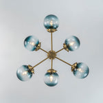 Modern 6 - Light Sputnik Blue Glass Sphere Bubble Chandelier - LightfixturesUAE