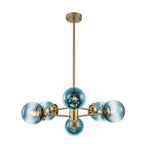 Modern 6 - Light Sputnik Blue Glass Sphere Bubble Chandelier - LightfixturesUAE