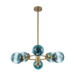 Modern 6 - Light Sputnik Blue Glass Sphere Bubble Chandelier - LightfixturesUAE