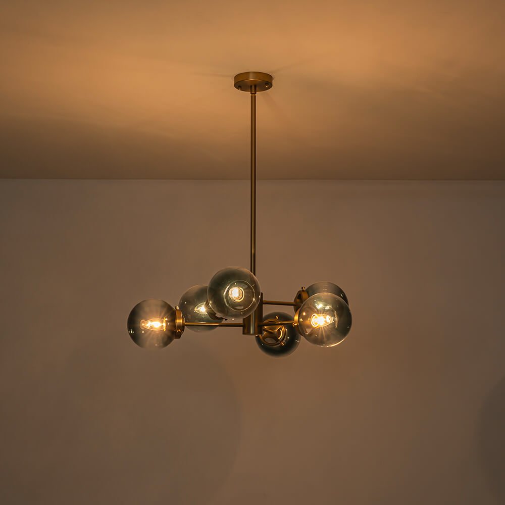 Modern 6 - Light Sputnik Blue Glass Sphere Bubble Chandelier - LightfixturesUAE