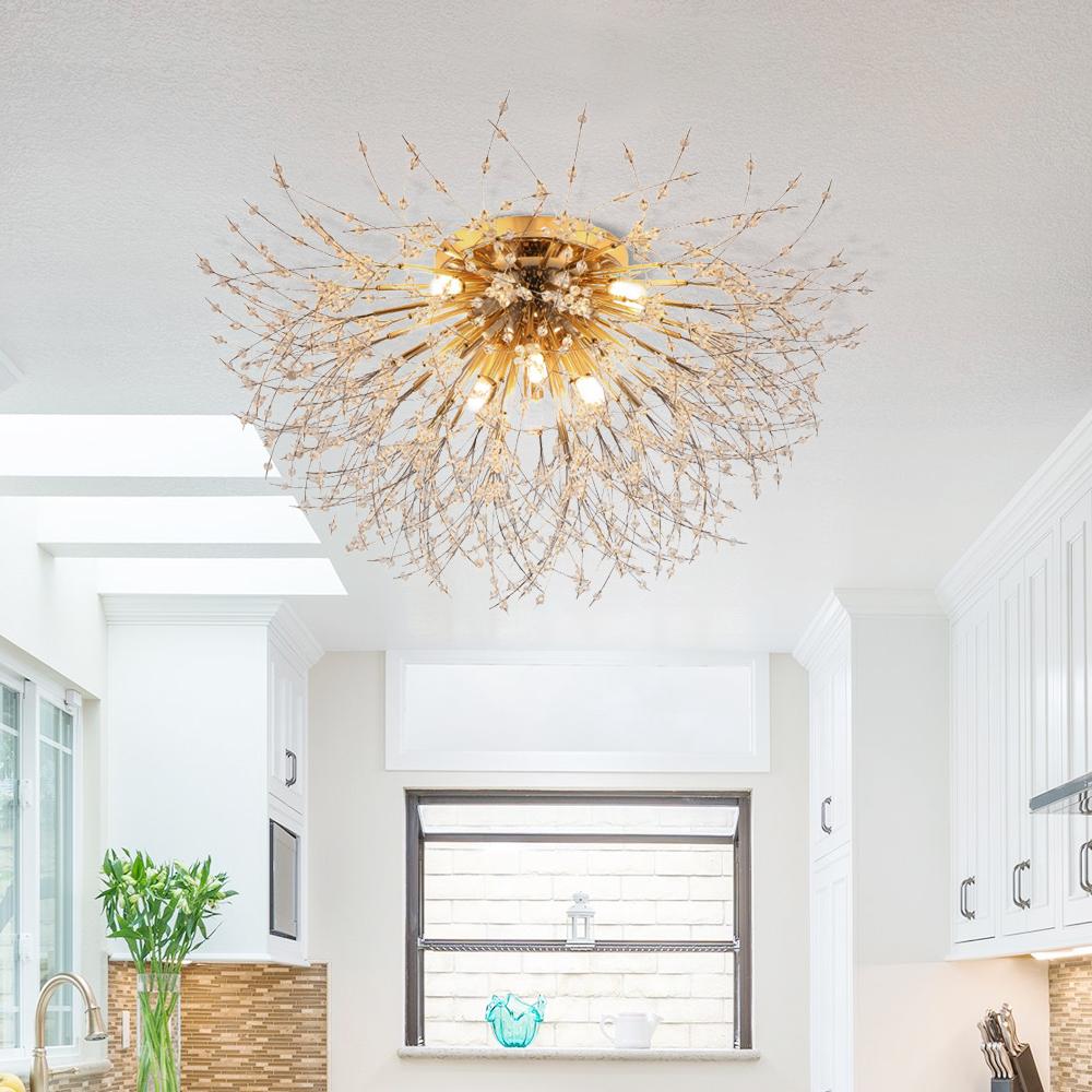 Modern 6/8 Lights Sputnik Crystal Ceiling Chandelier - LightfixturesUAE